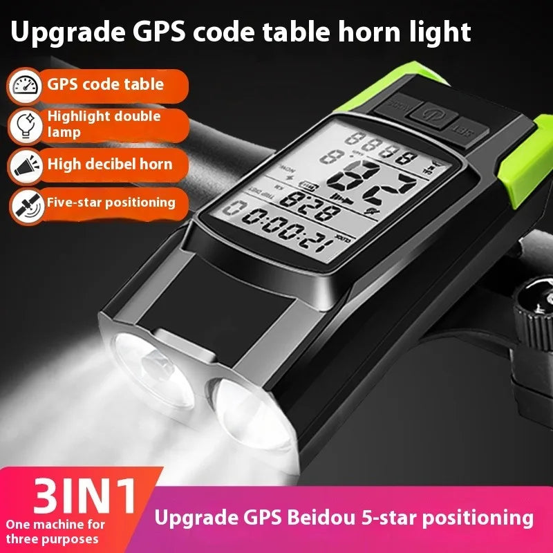 NEW Upgrade GPS Wireless Code Table Speaker 5000 mAh 1000 Lumens Light Three in One Five-Star Positioning Long Endurance High Brightness Riding Equipment