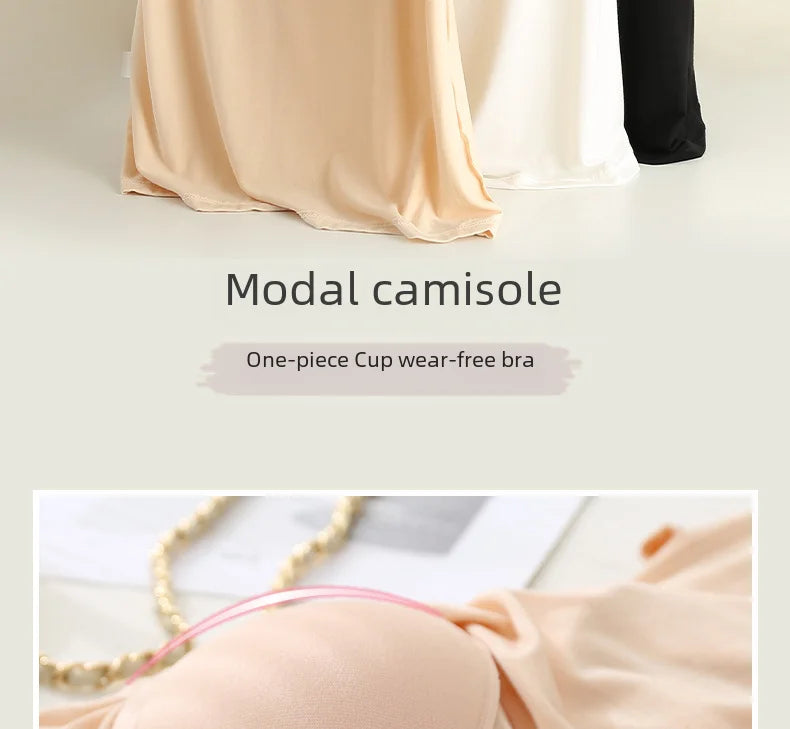 NEW BRAND M(37-50KG 3XL(75-90KG) Modal Women Vest Chest Pad Strap Thin Fit Bra One-piece Base Shirt Breathable Comfortable Back Beauty Cotton Pad