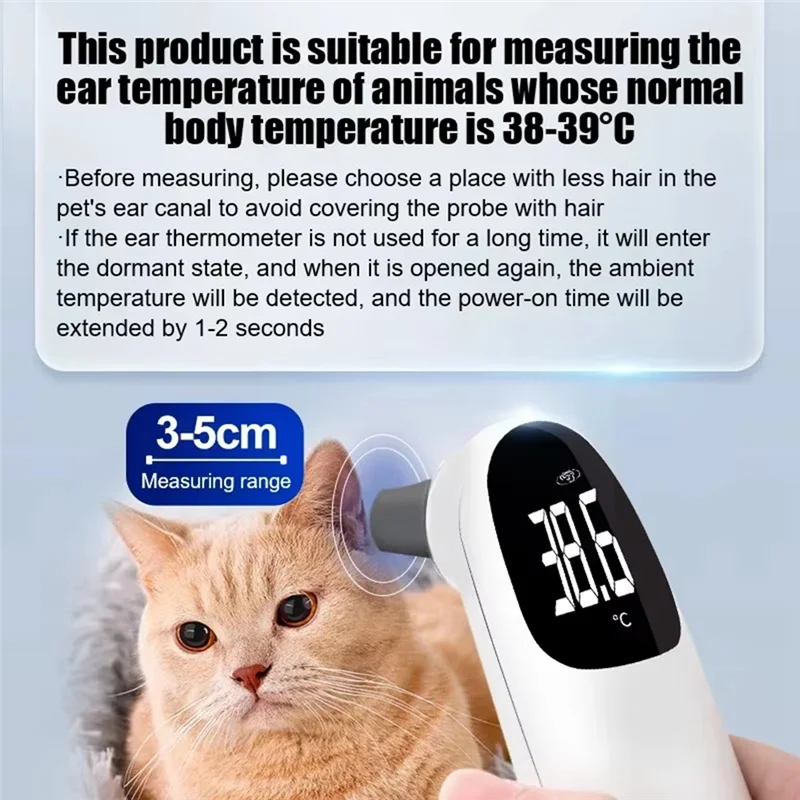 NEW A04G-Dogs Cats Horses Ear Thermometer Animal Thermometer Non-Contact Electronic For Home And Clinic Vet Accessories Pets Heath Care Supplies
