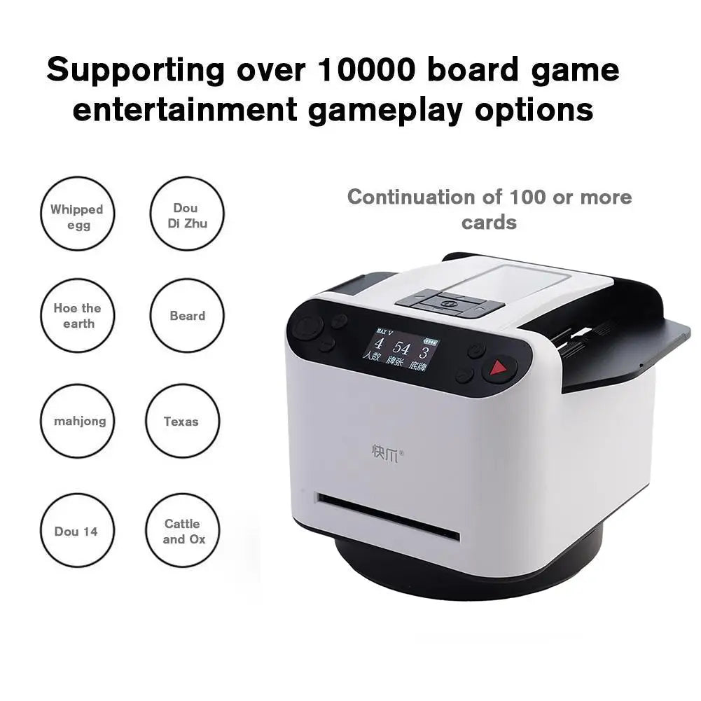 NEW Arrivals 360° Rotating Remote Control Automatic Card Shuffler Dealer Machine 2 In 1 Playing Cards Shuffling Dealing Tool Home Party Poker Device Casino Poker Cards Accessories