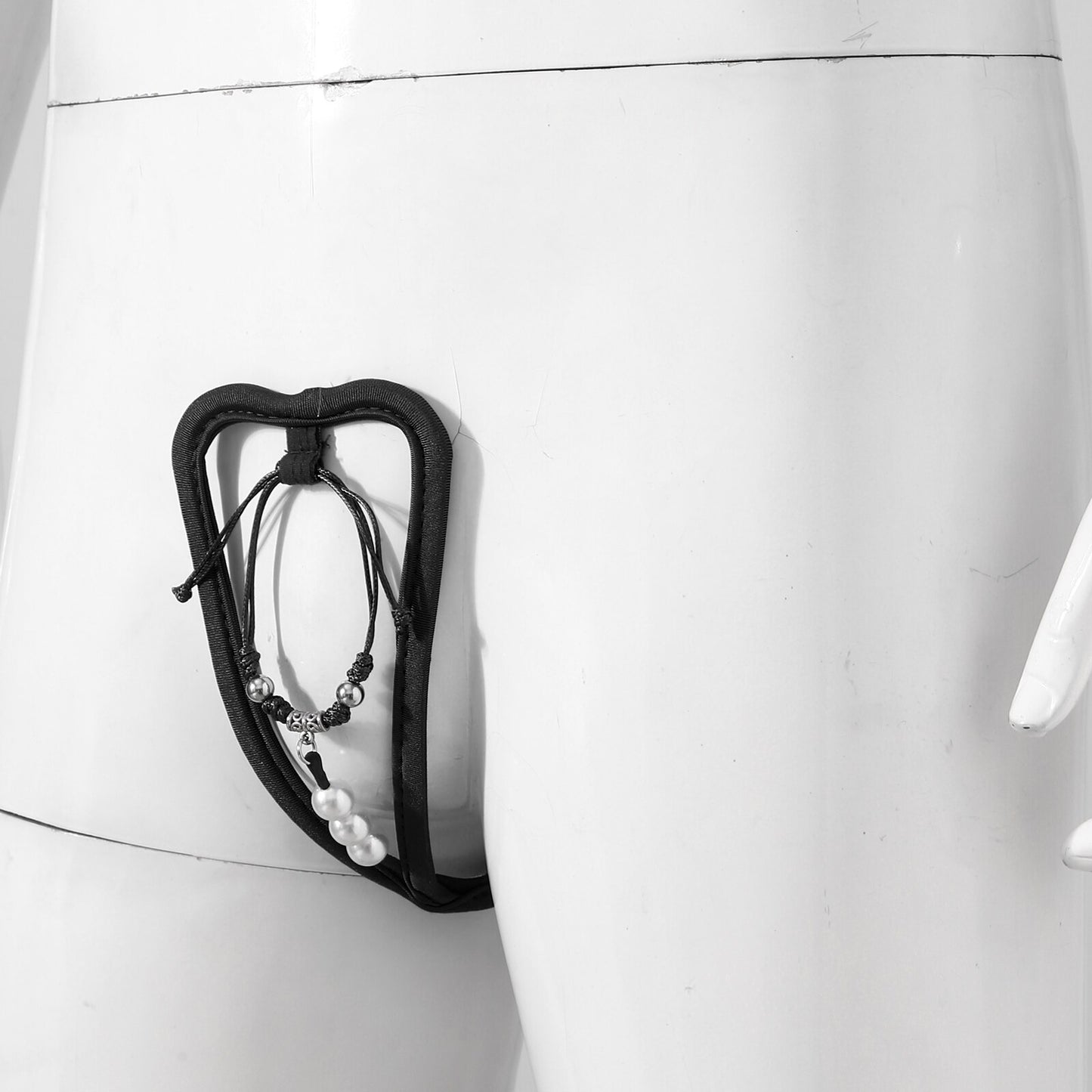 Men's Panties Hollow Out C-String Beaded Crotchless Thongs Solid Color Sexy Lingerie Sissy Male Gay Underwear Erotic Panties