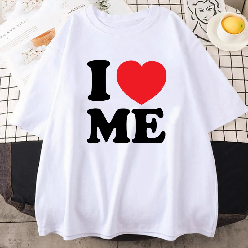 NEW Arrivals S-3XL UK Plus Size 4 Colors Women/Men Summer I Love Me Red Heart Myself T Shirts Graphic Cotton Streetwear Short Sleeve Birthday Gifts T-shirt Streetwear Clothing