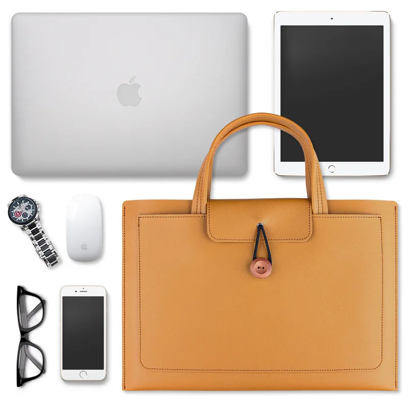 High Quality Leather Lightweight Laptop Tablets Bag/Business Travel Bag Briefcase, Large Capacity Storage Bag ,Applicable MacBook Air 13 Pro Max Huawei 15.6 Inch Computer Accessories Electronics Supplies