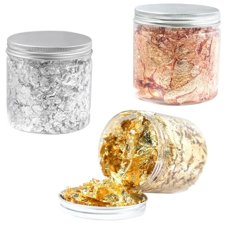 3G Nail Art Accessories Gold Silver Copper Foil Sequins Glitter Leaf Flake Sheet Bulk Foil Paper For Gilding Manicure Decoration