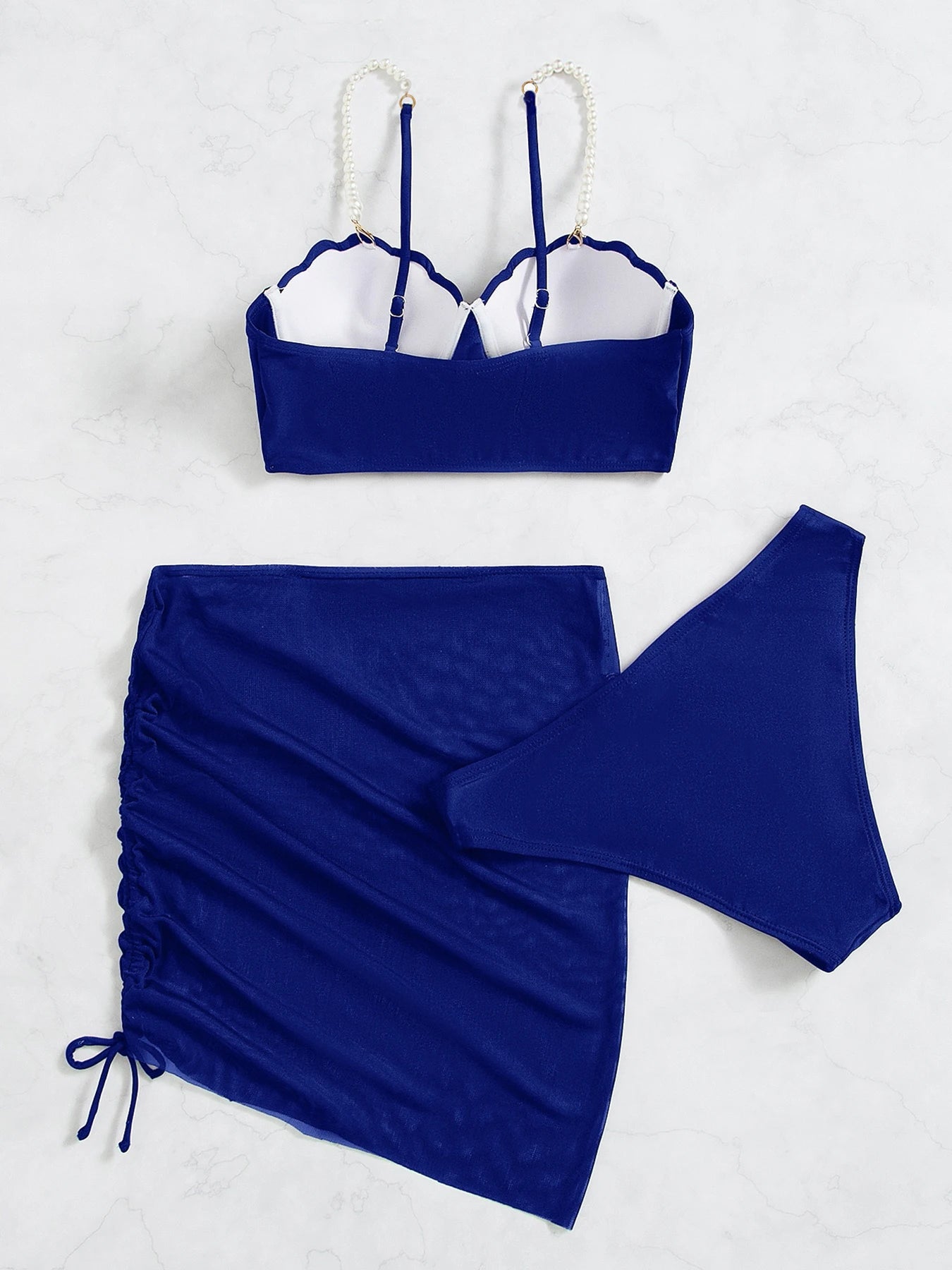 Shell Bra Push Up Three Pieces Bikini Set Swimsuit For Women Pearls Strap Swimwear Sexy Bikini And Beach Skirt Bathing Suit