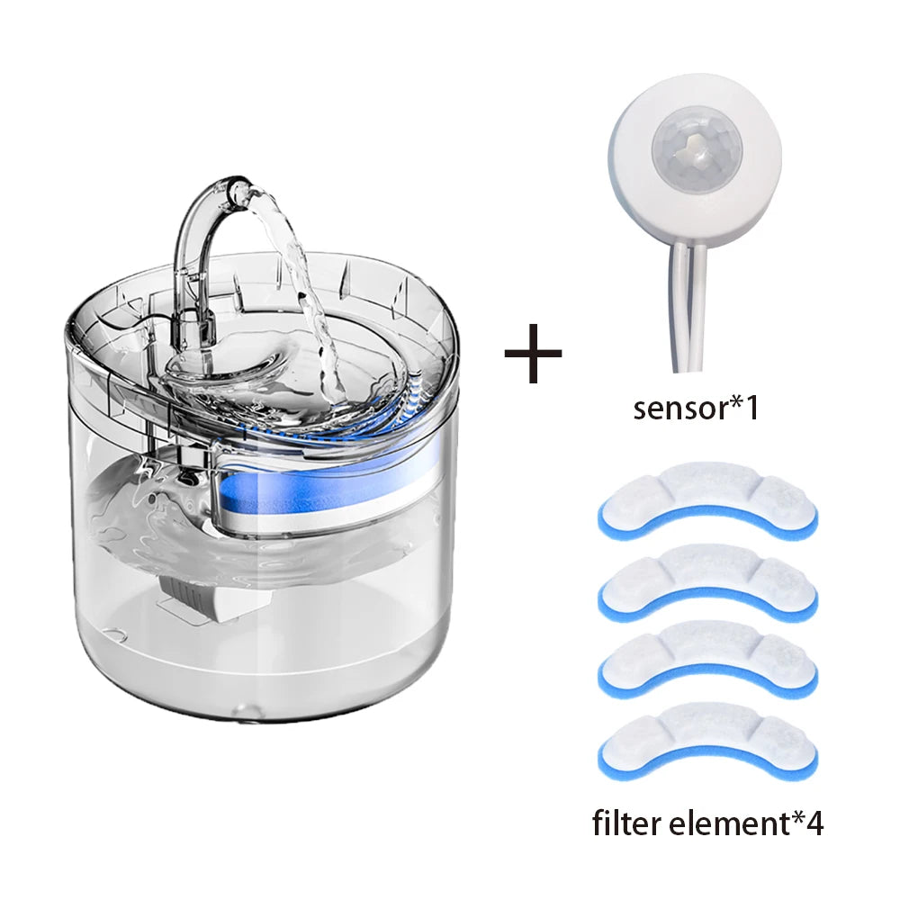 NEW Arrivals Automatic Sensor Cat Dog Water 2L Fountain With Faucet Dog Water Dispenser Transparent Filter Drinker Pet Sensor Drinking Feeder Pets Supplies