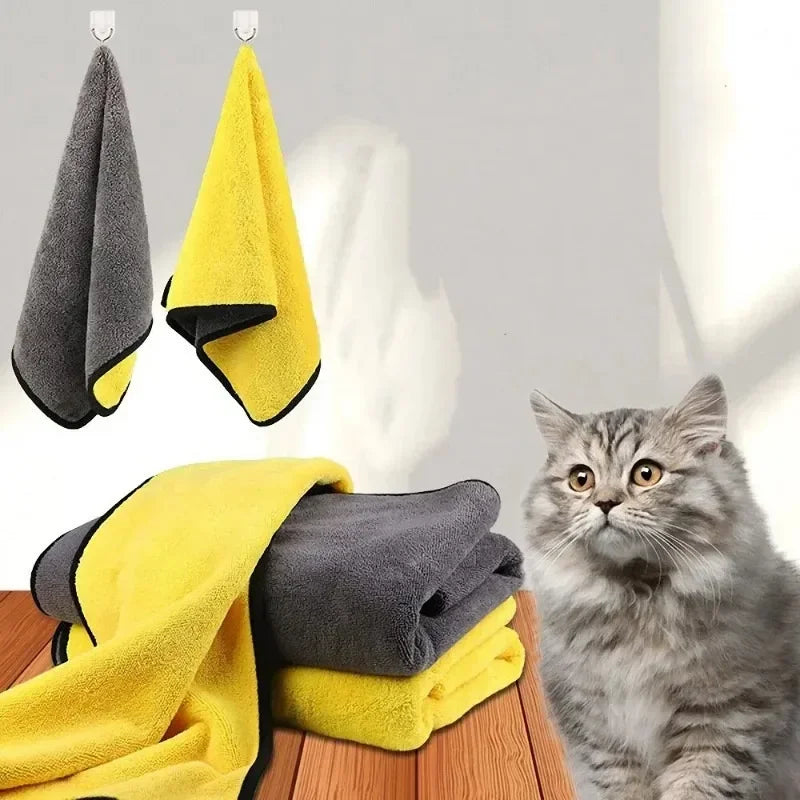 NEW Arrivals 10PCS Yellow Set Quick-Drying Dog Cat Towels Soft Fiber Towels Absorbent Bath Towel Pet Bathrobe Convenient Cleaning Towel Dog Accessories Pets Supplies