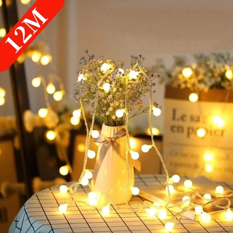 10-12M USB/Battery Power Ball LED String Lights Garland Lights Outdoor Lamp Wedding Garden Fairy Lights Christmas Decoration