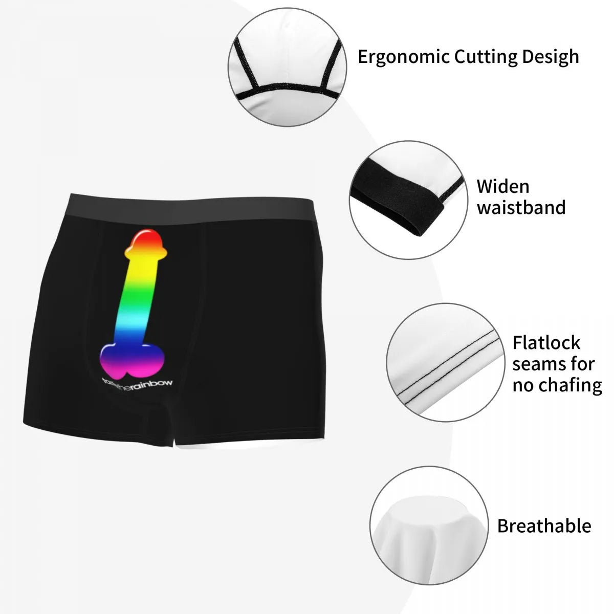 Gay Pride Rainbow Penis Dick Men's Boxers Cozy LGBT LGBTQ Underpants