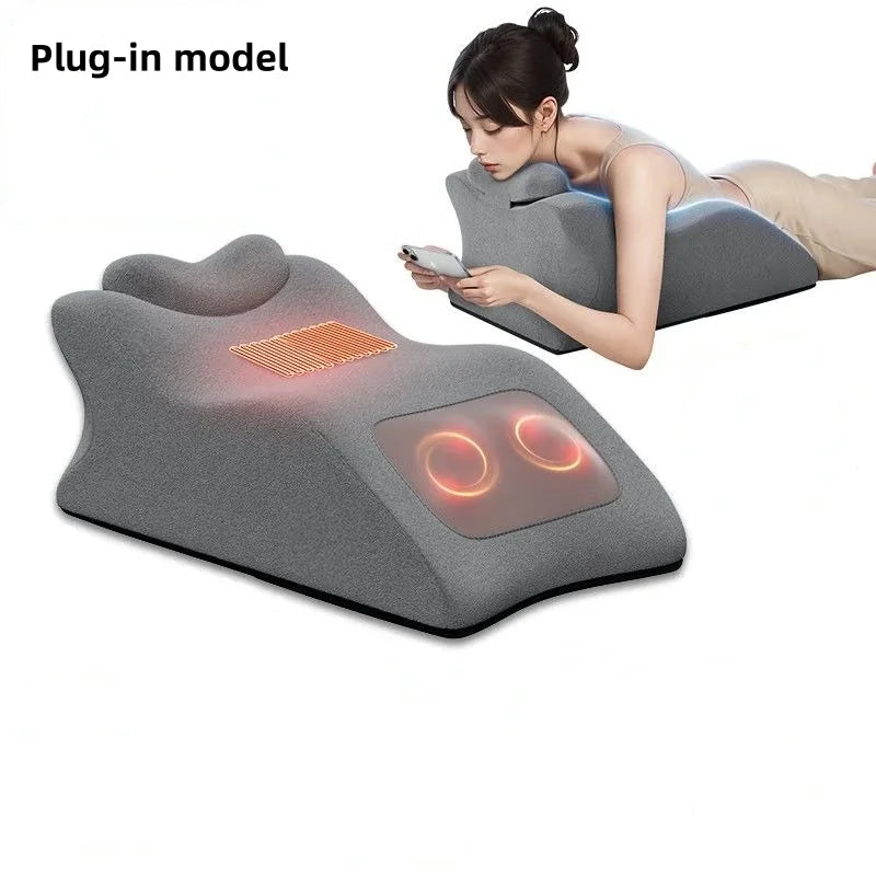 NEW Arrivals 4-in-1 Set Chest & Abdomen Massage Electronic Cushion Plank Cervical Body Massage Pillow Multifunctional Bed Pillow For Kneading Neck Shoulders Massage Relaxation Accessories Health Care Supplies