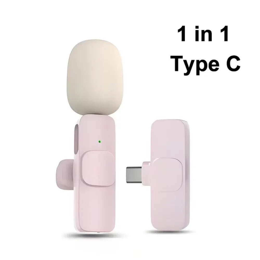 NEW Arrivals 2PCS Set Wireless Lavalier Microphone Portable Audio Video Recording Mini Microphone for iPhone Android PC Camera Live Streaming Gaming Phone Accessories
