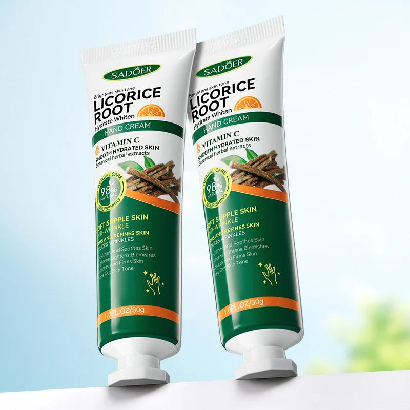 2PCS Set Korean Vitamin C Licorice Hand Cream Moisturizing Nourishing Brightening Hydrating Hands Korean Skin Care Products