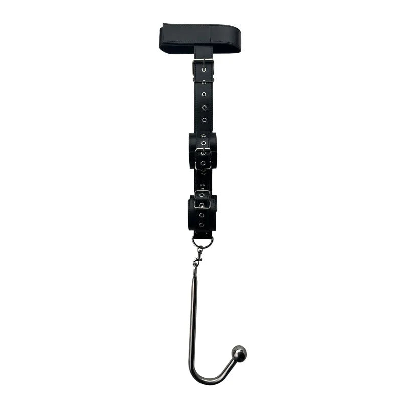 Sex Bondage Collar with Anal Hook Ball Gag BDSM Neck to Wrist Soft Bondage Restraints Kit Anal Ball Fetish Couples Sex Game Tool