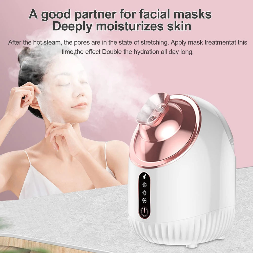 NEW Arrivals HOT SALE SPA Face Steamer Nano Mist Sprayer Facial Steamer Cold & Hot Nebulizer Facial Sauna Humidifier For Pores Cleansing Moisturizing Ladies Beauty Salon Spa Supplies
