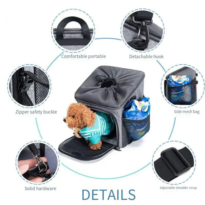 Dog Bike Basket Carrier Pet Bicycle Front Carrier Backpack for Bike Riding Foldable Removable Pet Travel Bag for Cats Small Dogs
