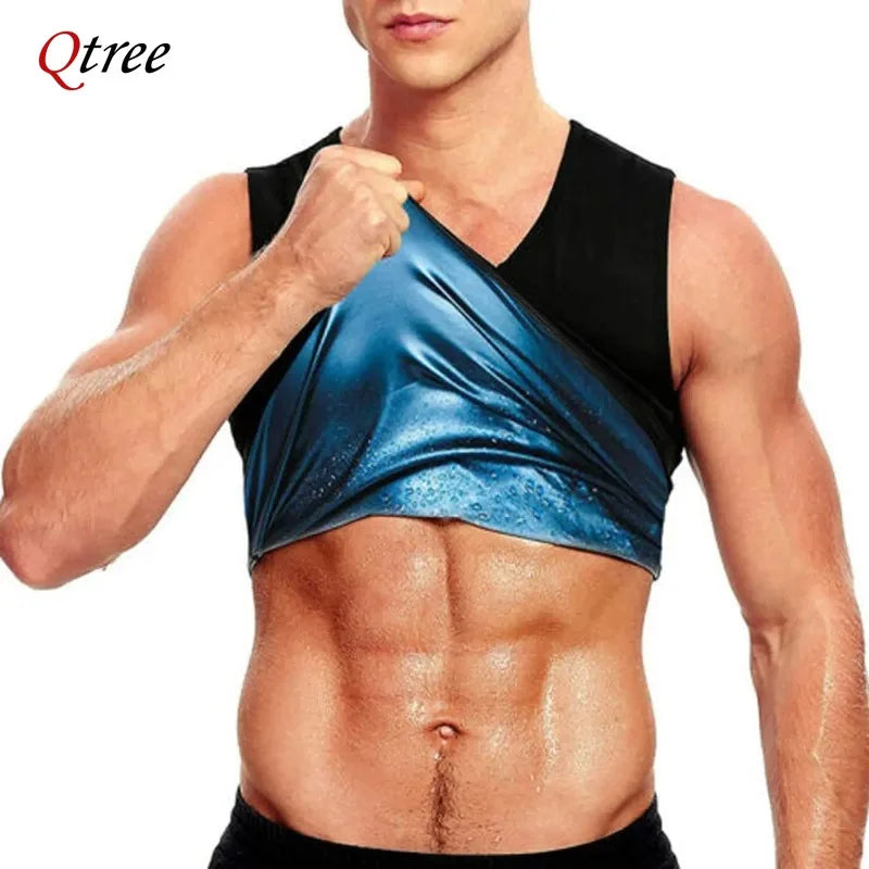 NEW S-3XL Plus Size Men Shapers Polymer Sauna Vest Sweat Slimming Compression Tops with Zipper Waist Trainer Workout Shirt Heat Trapping Suit