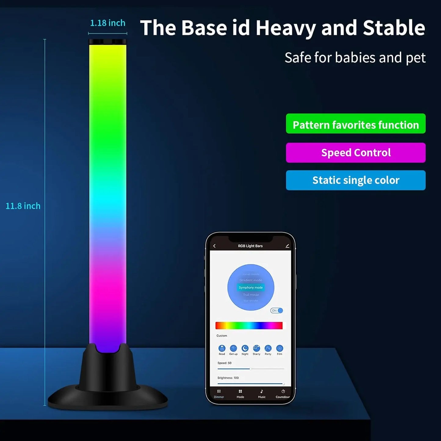 NEW Arrivals 30/55cm RGB Backlight Bar Desktop Atmosphere Light LED Music Rhythm Sensing Decoration Lamp Gaming Bedroom Festival Night Light