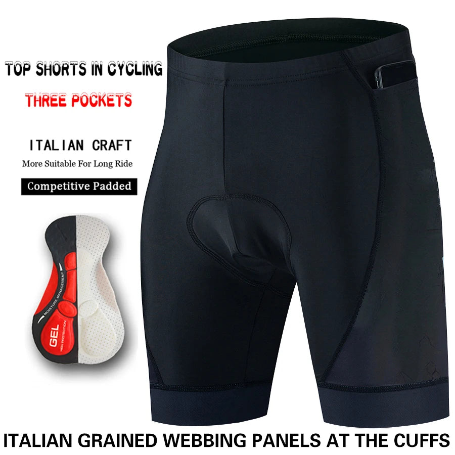 NEW Arrivals S-4XL 7 Patterns Three Pocket Cycling Shorts Bike Tights Triathlon 5D Gel Padded Pro Lycra Bicycle Shorts Breathable Man Mountain Biking Shorts