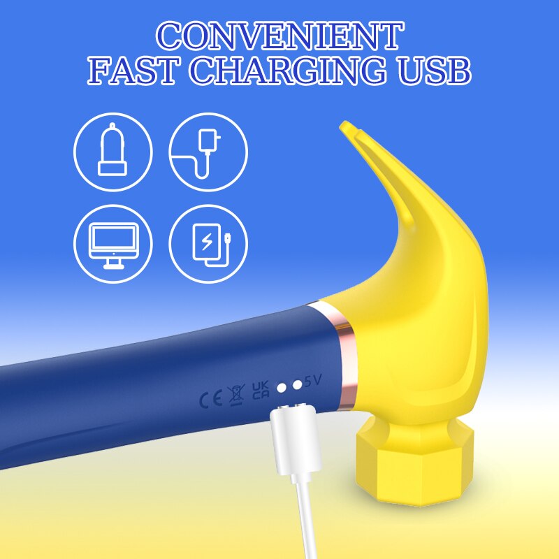 HESEKS 4 IN 1 Love Hamma Vibrator For Women Adult Clitoris Stimulation G Spot Dildo Hammer Shape Vibrator Sex Toy For Women