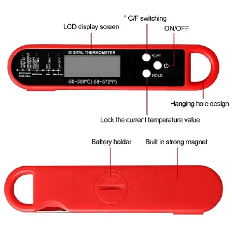 NEW Arrivals -50 300C Waterproof Digital Food Kitchen Thermometer For Oven Meat Cooking Grilling With Rotating LCD Screen Alarm Function Outdoor BBQ Picnic Camping Cooking Accessories