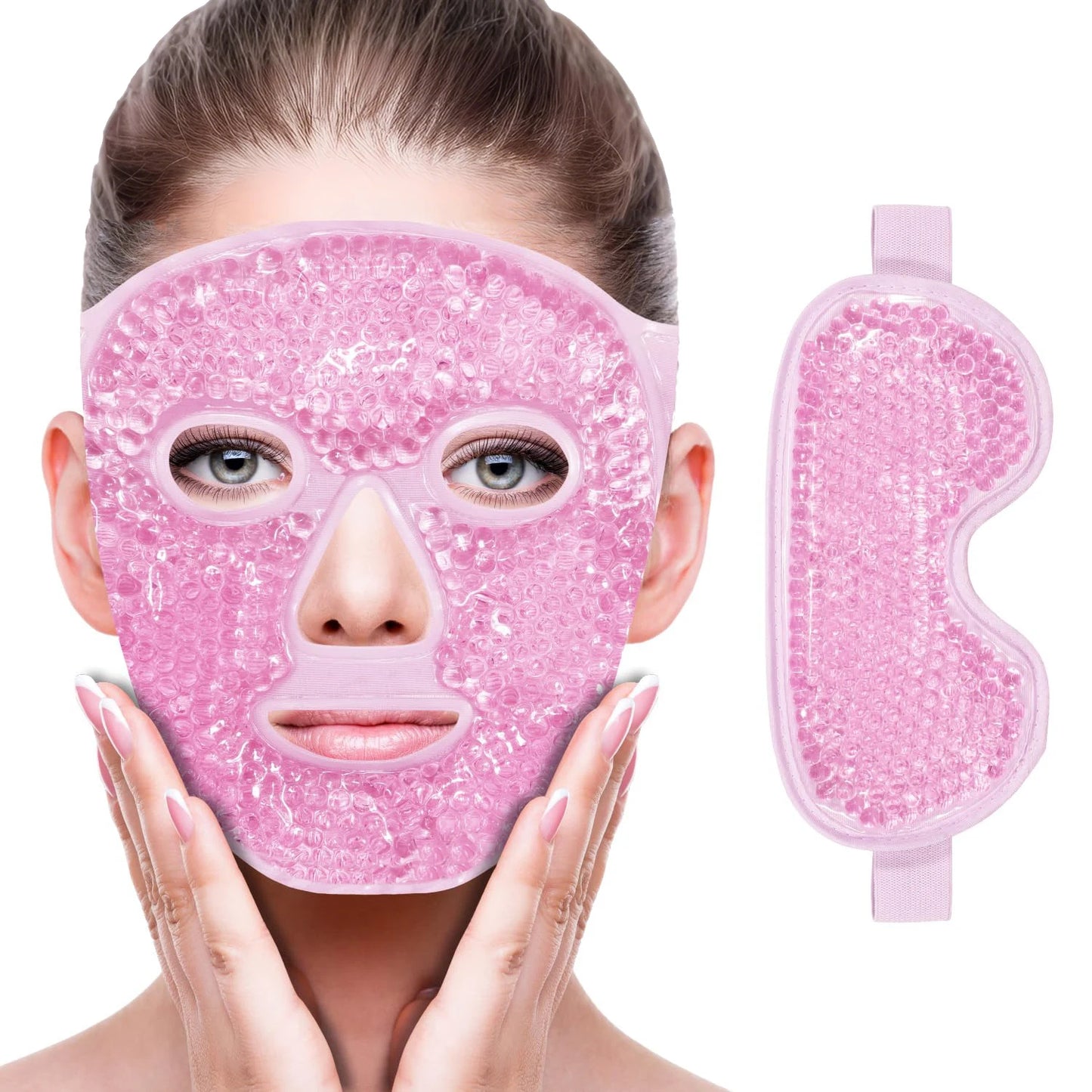 NEW Arrivals 2PCS Set 3 Colors Cooling Ice Face and Eye Mask for Reducing Puffiness, Bags Under Eyes, Sinus, Redness, Pain Relief, Dark Circles, Migraine, Hot/Cold Pack Ladies Beauty Salon Spa Supplies