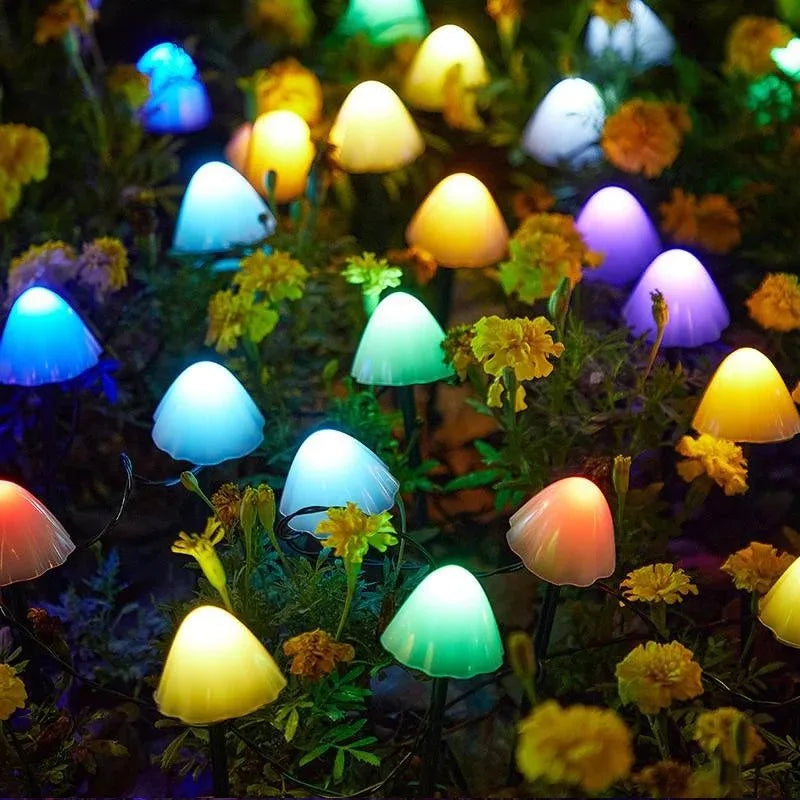 6,5M 30 LED Solar Lights String Mushroom Lawn Fairy Lights LED Solar Lamps Outdoor For Garden Patio Terrace Path Landscape Decoration Lamps