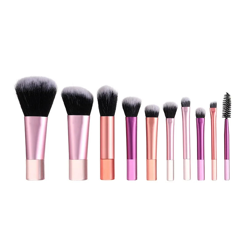 10pcs Women Girls Mini Makeup Brush Set Powder Eyeshadow Foundation Blush Blender Concealer Beauty Makeup Tools Brush Professional Outdoor Travel Supplies Female Ladies Luxury Cosmetics Accessories Products