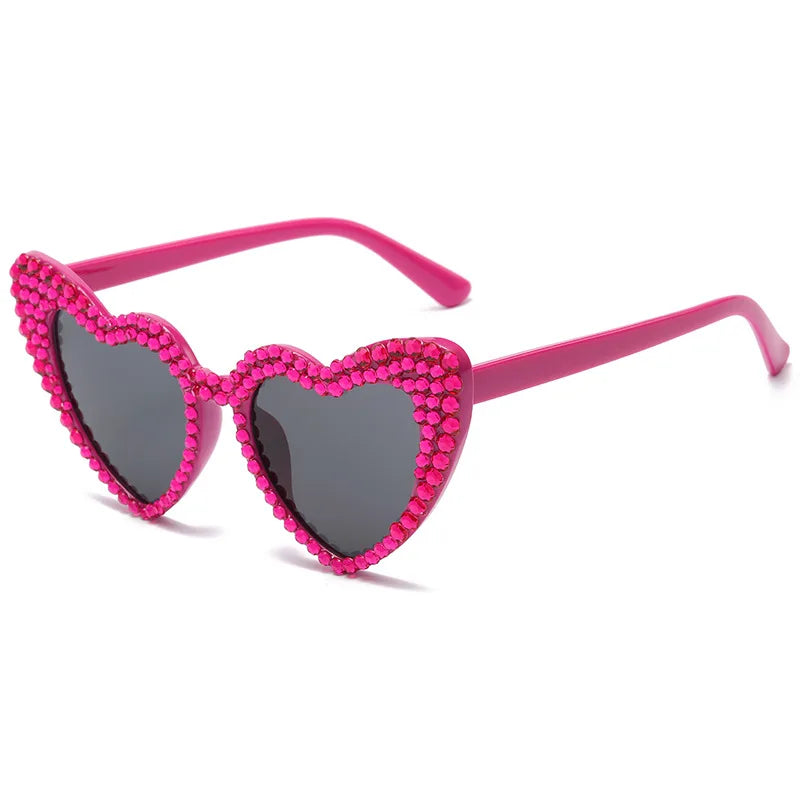 NEW Arrivals Women Luxury Diamond Frame Heart Shape Sunglasses Large Anti UV400 Sun Glasses for Ladies Wedding Guests Birthday Party New Year Party Eyewear Bachelorette Hen Party Accessories