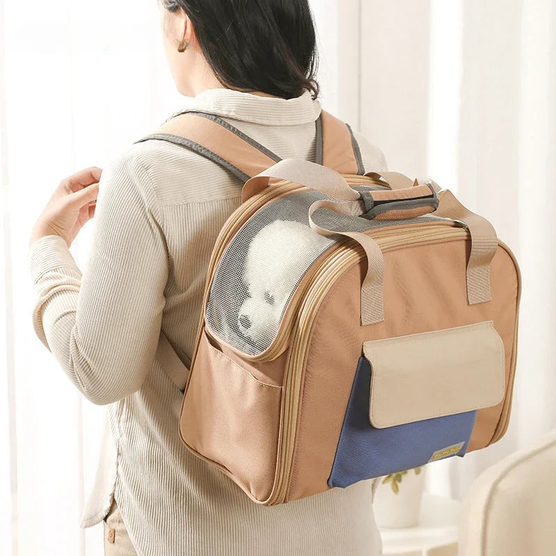 Pet Carrier Bag for Cats Travel Backpack and Transport for Dogs - Expandable Tunnel and Multiple Shoulder Strap Options