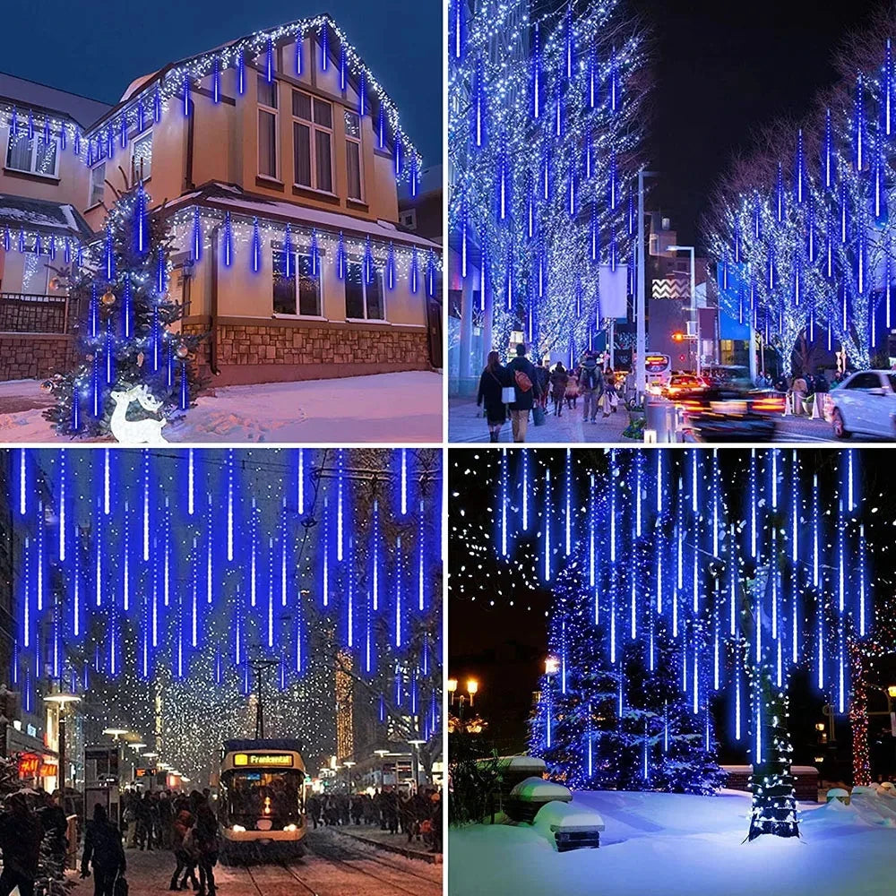 NEW Arrivals Meteor Shower Rain Lights Falling Raindrop Fairy String Light Icicle Lights for Outdoor Indoor Halloween Christmas Holiday Decoration