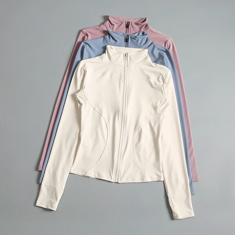 NEW Arrivals S-2XL 5 Colors Women Zip Fitness Yoga Shirt Long Sleeve Sports Jacket Gym Top Activewear Running Coats Workout Clothes Woman Sports Apparel Supplies
