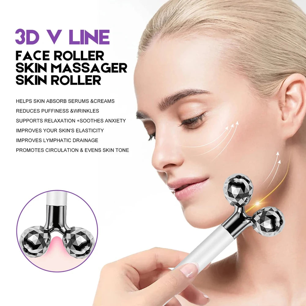 V Face Lifting Electric Facial Massager 3D Face Body Massage Roller Amethyst Eye Massager Skin Care Tool Birthday Gift for Women