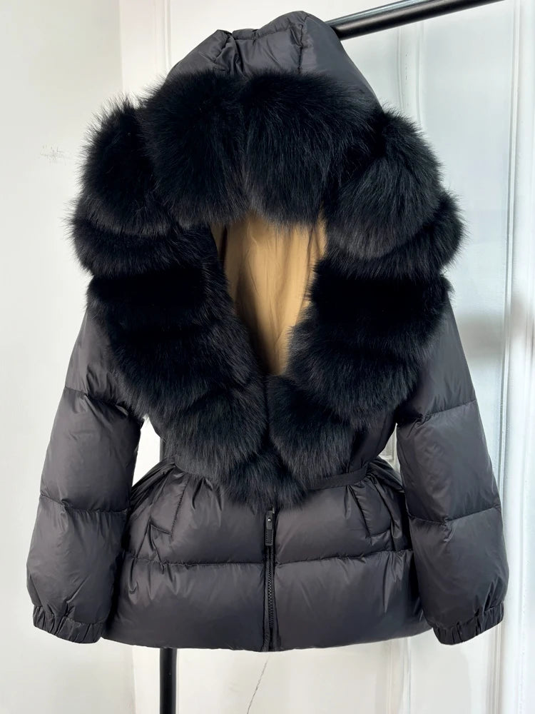 NEW Arrivals UK S-XL Size 11 Colors Winter Puffer Jacket Women 100% Real Fox Fur Hooded Thick Warm 90% White Duck Down Coat Female Parkas Waterproof Mini Coat
