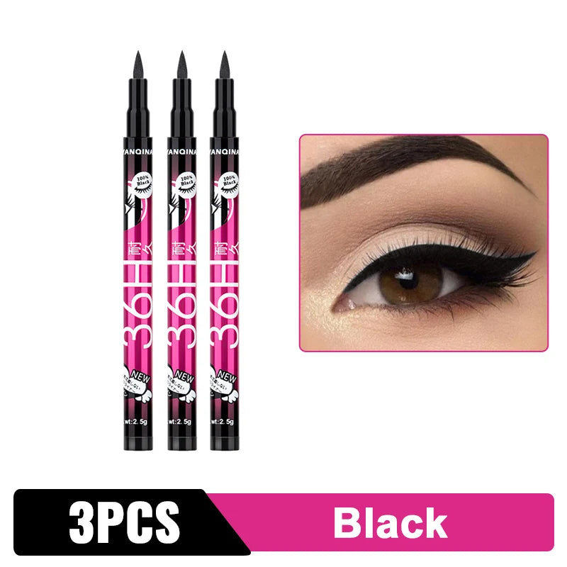 Liquid Eyeliner Quick-Dry Waterproof Eyeliner Pencil 36H Long-Lasting Black Liquid Eye Liner Pen Makeup Cosmetics Tool Beauty