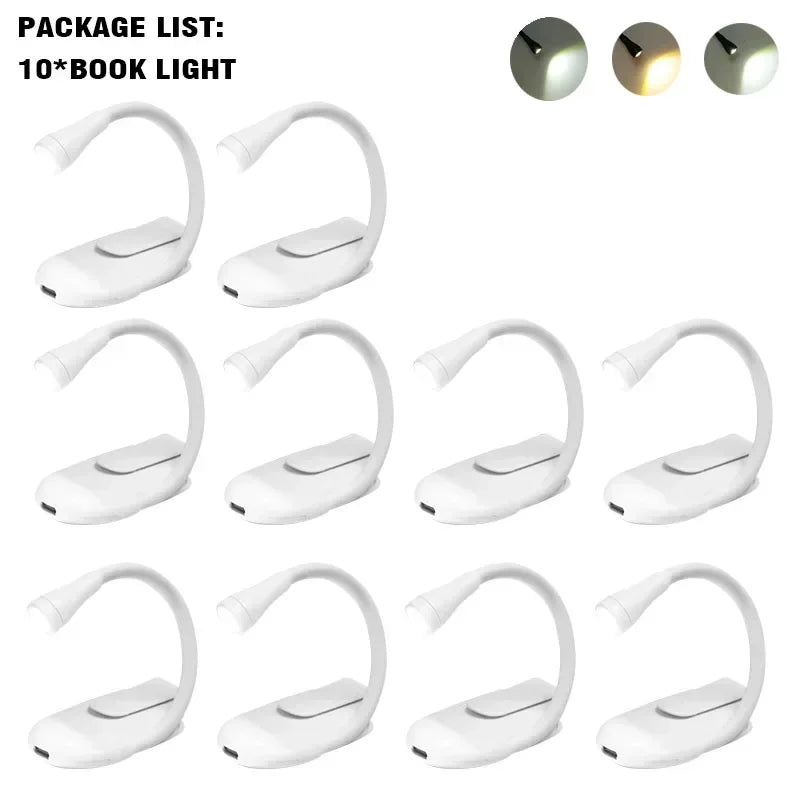 NEW Arrivals 5~10PCS Set Mini Book Light Laptop Keyboard Portable Clip Night Light USB Charging LED Dimmable Bedroom Eye Protect Camping Clip 360° Flip Book Lamp