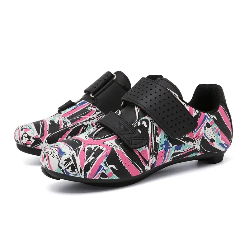 Speed Cycling Sneaker Women Sports Road Cycling Shoes Flat Bike Shoes Ultralight Self-Locking Cleats Shoes Route Riding Boots