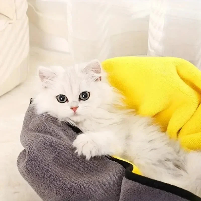 NEW Arrivals 10PCS Yellow Set Quick-Drying Dog Cat Towels Soft Fiber Towels Absorbent Bath Towel Pet Bathrobe Convenient Cleaning Towel Dog Accessories Pets Supplies