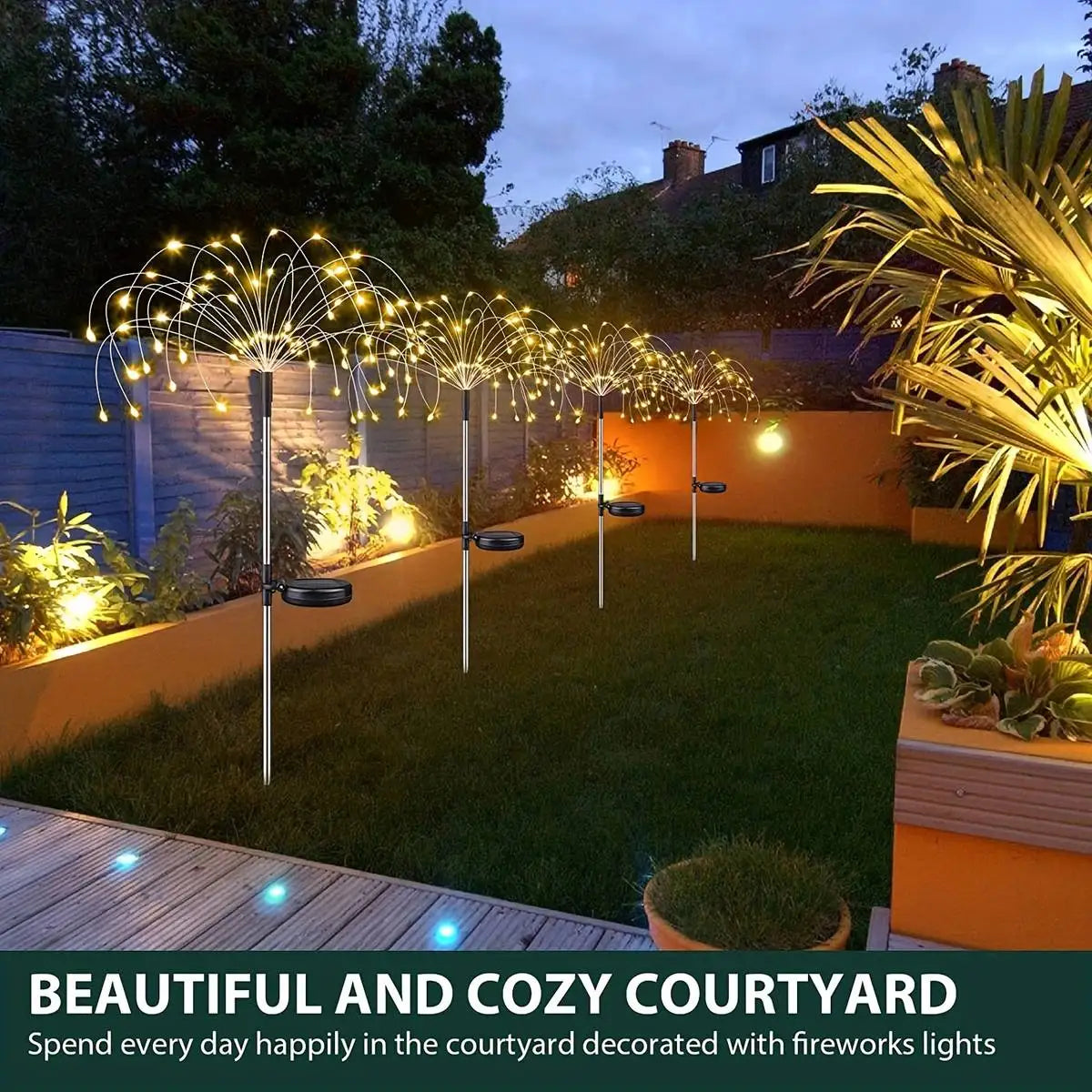 NEW Arrivals 2PCS Set 200LED Solar Fairy Light Outdoor Waterproof Solar Firework Light 8 Lighting Modes DIY Starburst Light Decorative Lights