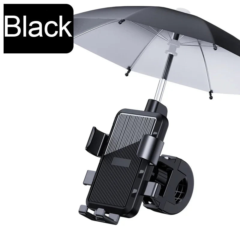 NEW Arrivals Blue/Pink/Black Color Bicycle Motorcycle Mobile Phone Holder with Umbrella for Electric Vehicle Scooter Cycling Mountain Phone Stand Handlebar Mount Bikes Accessories