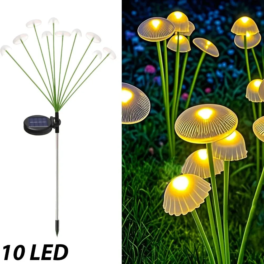NEW 4PCS Set LED Solar Lights Outdoor Dual Mode Jellyfish Mushroom Lawn Lights Waterproof Decor Yard Patio Pathway for Garden Decoration
