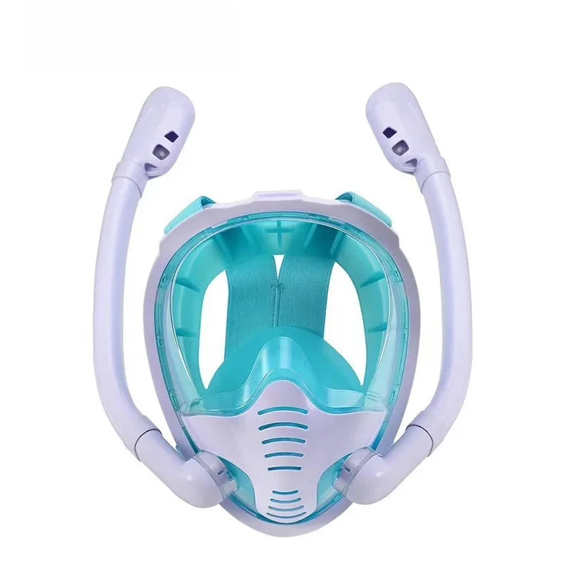 NEW Arrivals S-XL Size Full Face Professional Dive Snorkeling Dry Style Silicone Diving Mask Dual Tube Adult And Children Swimming Water Pool Beach Underwater Accessories Sports Supplies
