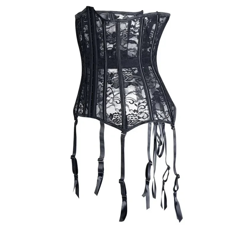 S-6XL Women Girls Sexy Corselet Waist Corset Clincher Women Floral Lace Sexy Under Bust Corset Bustier Gothic Body Shaper Plus Size Female Body Slim Supplies Ladies Sexy High Quality Fashion Underwear Products