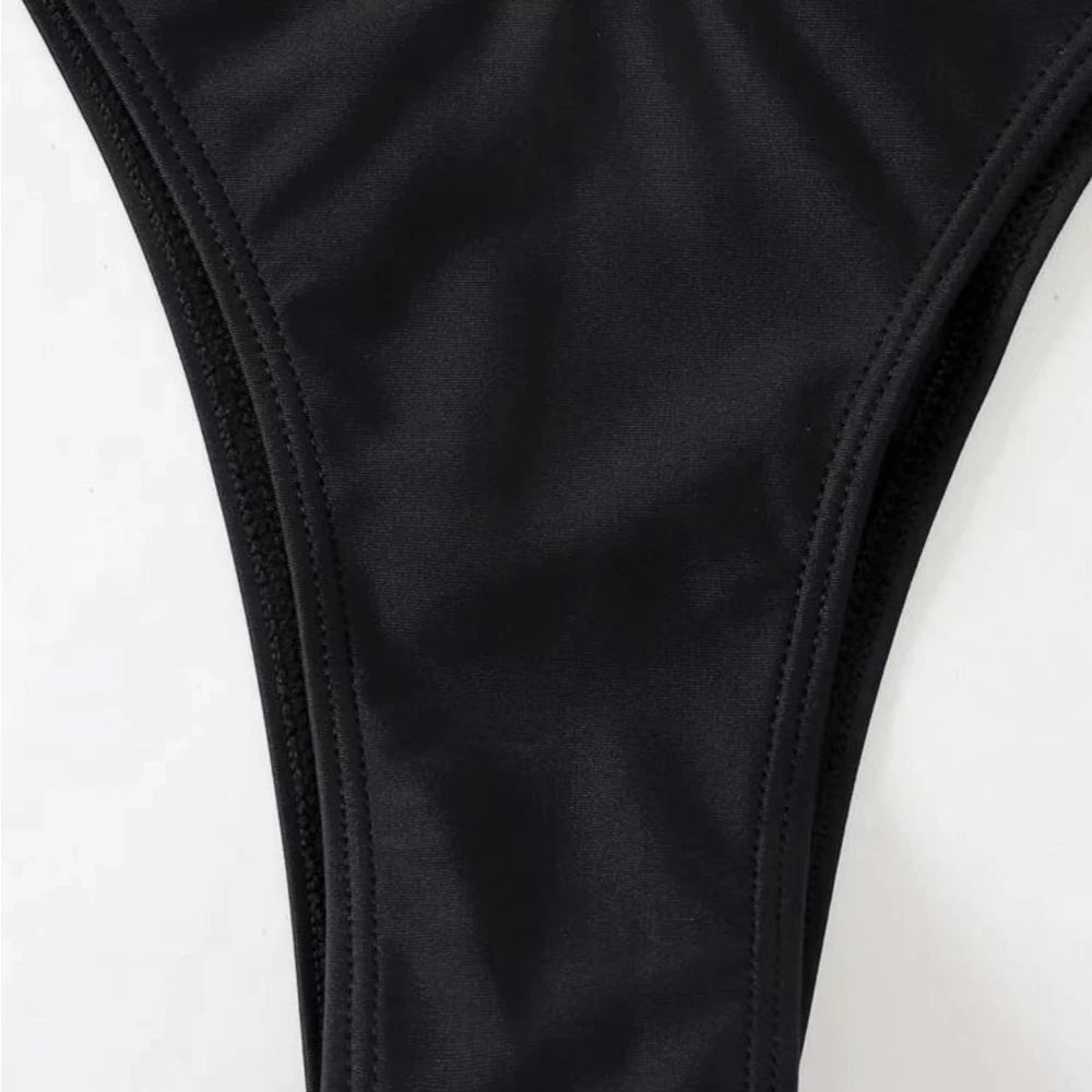 NEW!!!! Sexy Black Cross Halter 3PCS Mesh Skirt Bikini Set Swimwear Women Hollow Push Up Swimsuit Backless Bathing Suit