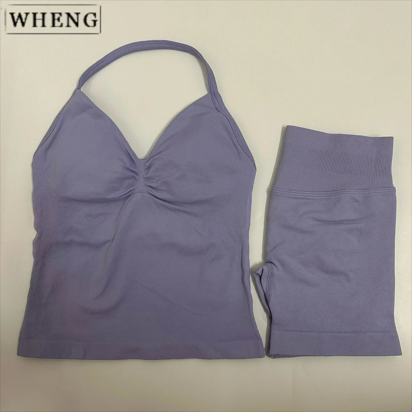 NEW Arrivals 2PCS Set 10 Colors Padded Sleeveless T-Shirt with Halter Collar Hip Pants Summer Sportswear Women Fitness Yoga Pilates Suit Outdoor Hiking Running Sports Clothes