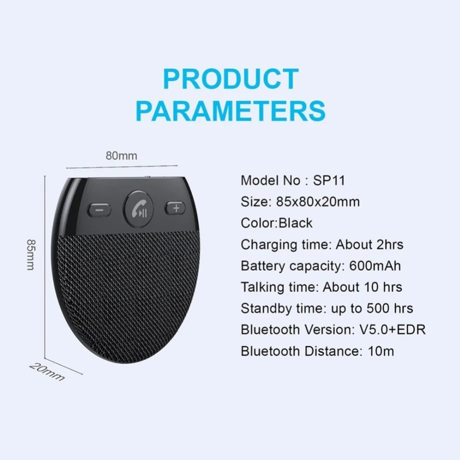 NEW Wireless Bluetooth Car Speaker Handsfree Kit Hands-Free Bluetooth Multipoint Speaker Phone Sun Visor Blue Tooth Voice Broadcast Functions Car Accessories