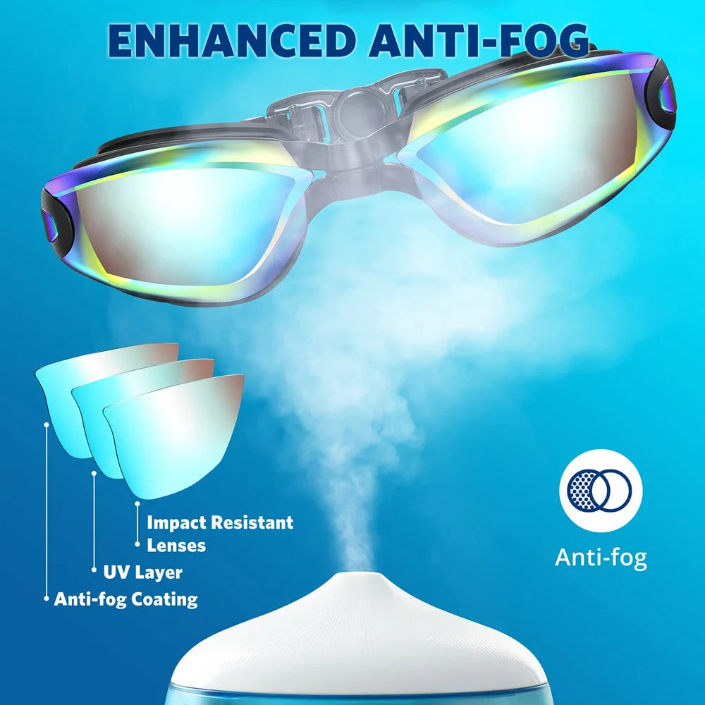 NEW Arrivals 10 Colors Swimming Goggles Professional Waterproof Swim Eyewear Glasses Anti-Fog 100% UV Protection No Leaking For Adult Men Women Youth Sports Supplies