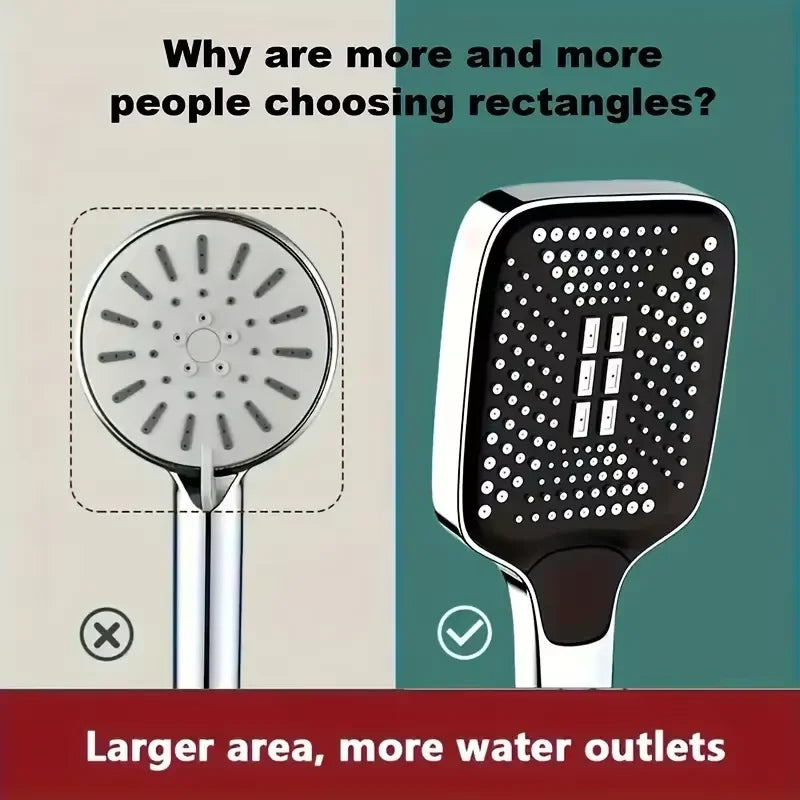 NEW Arrivals Powerful Set Shower Black/Silver Color Head Set with Square Button Adjustable Pressurized Shower Head with Thickened Water Outlet Shower Accessories Bathroom Tools