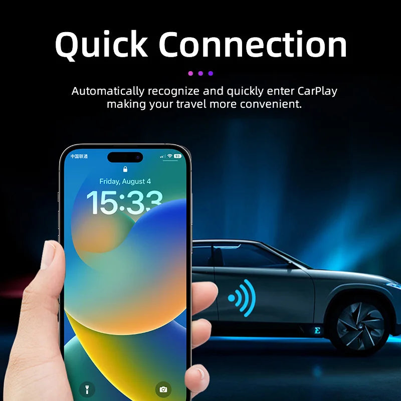 TIMEKNOW Carplay Wireless Adapter for Toyota Mazda Nissan Camry Suzuki Subaru Citroen Audi Mercedes Kia Ford Opel Spotify BT