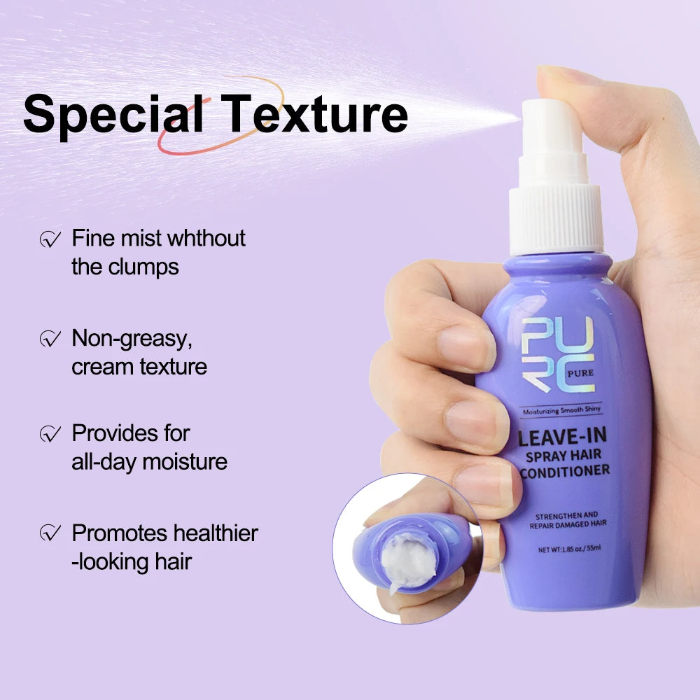 Leave-in Conditioner Spray Coconut Oil Smoothing Frizz After-Shampoo Moisturiz Hair Mask Damage Dry Treatment Hair Care PURC