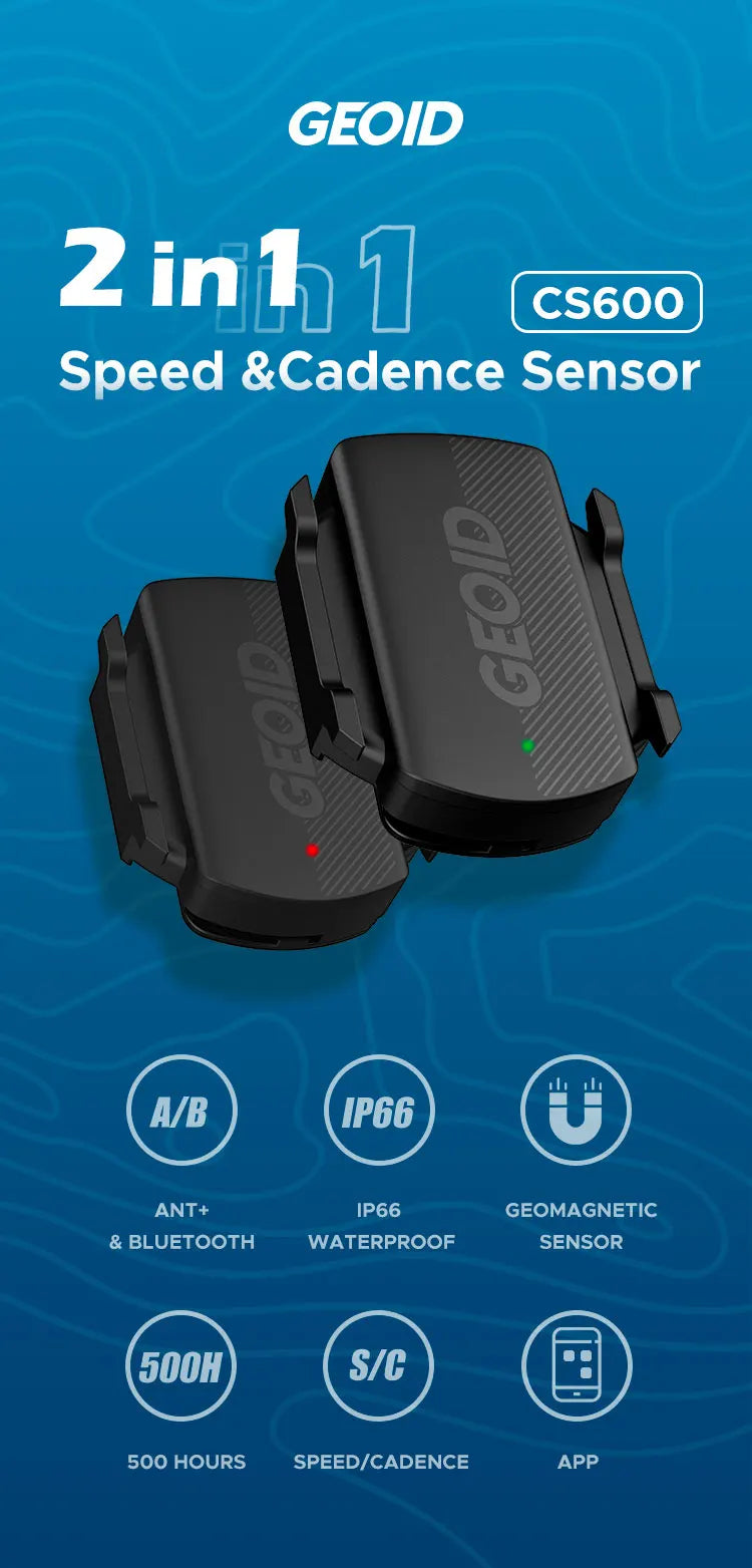 NEW 2PCS Set + HS500 Kit + CS600 Smart Cycling Speed and Cadence Sensor Bluetooth 5.0/ANT+ Dual-Mode Transmission Waterproof Bike Speed Sensor Bicycle Parts Accessories Sports Supplies